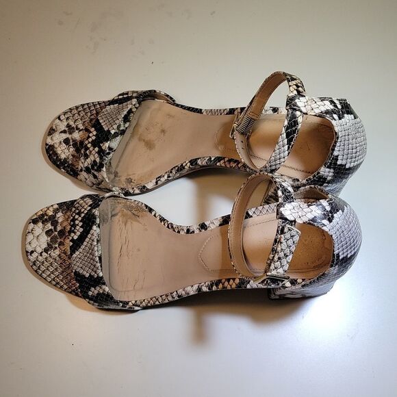 ALDO SNAKE SKIN BLOCK HEEL ANKLE STRAP OPEN TOE WOMEN"S SANDAL - Picture 10 of 16